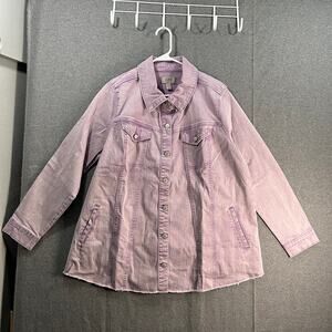 LOGO by Lori Goldstein Jeans Jacket Womens Heather Purple Size 18W